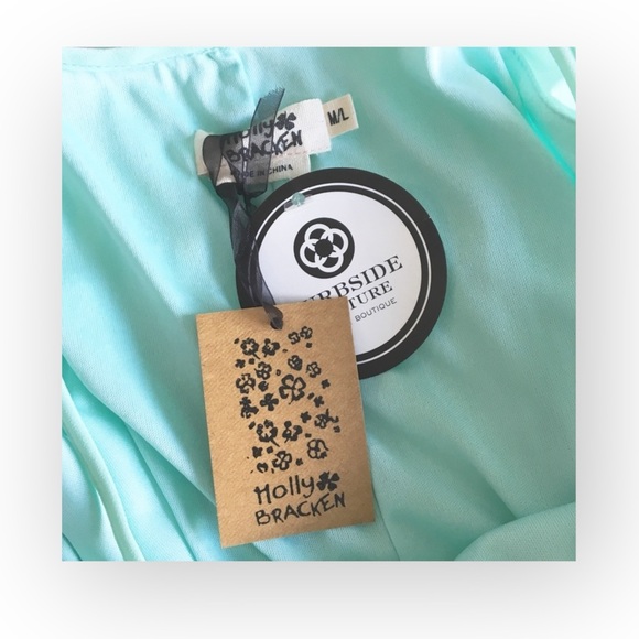 new Molly Bracken ❃ Pleated High Neck Chiffon Mini Sun Dress ❃ Baby Blue ❃ M L ❃ - Picture 7 of 16